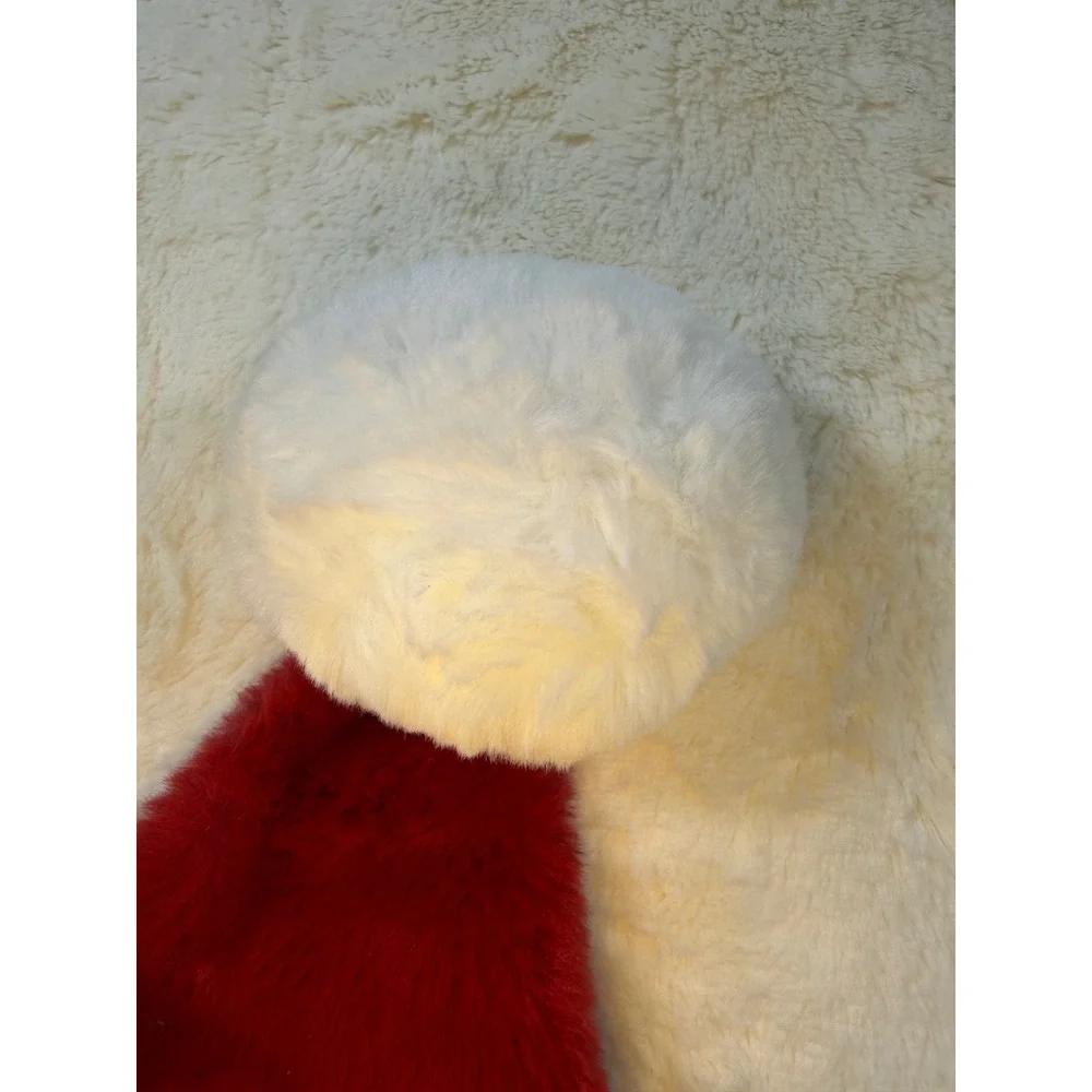 Red Faux Fur Santa Hat & Monogram Letter A Cable Knit Stocking